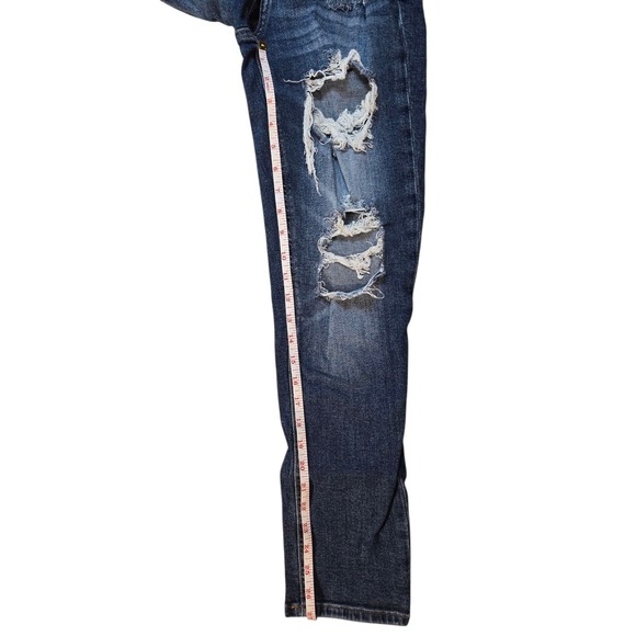 American Eagle Jeans 000 Long Mom Jean Stretch Straight Blue Denim Distressed - Picture 5 of 5